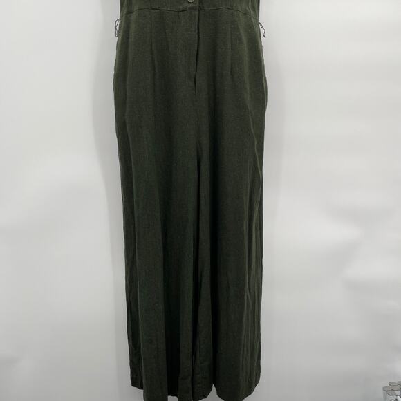 Who What Wear Linen Blend Belted Wide Leg Jumpsuit Romper Forest Green Medium - Picture 5 of 14